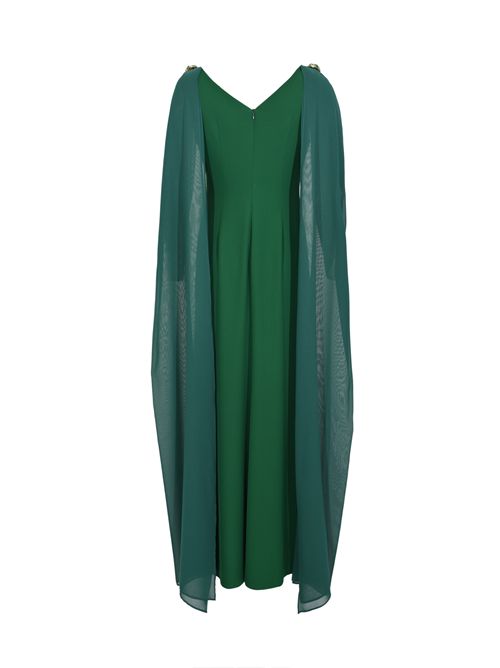 Abito lungo in crepe con collo a mantella GIANNI MOLARO | A2605VERDE